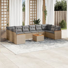 11-Delige Loungeset Met Kussens Poly Rattan Gemengd Beige