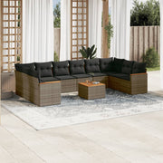Loungeset 11-delig poly rattan grijs