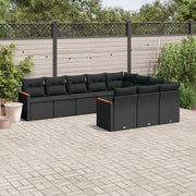 Loungeset 10-delig poly rattan zwart