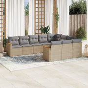 Loungeset 10-delig poly rattan gemengd beige