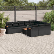 Loungeset 11-delig poly rattan zwart