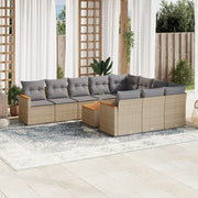 Loungeset 11-delig poly rattan gemengd beige