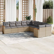 Loungeset 10-delig poly rattan gemengd beige
