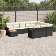 Loungeset 11-delig poly rattan zwart