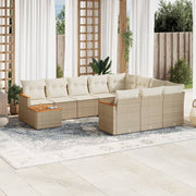 Tuinset 11-delig poly rattan beige met kussens