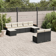 Loungeset 9-delig poly rattan zwart