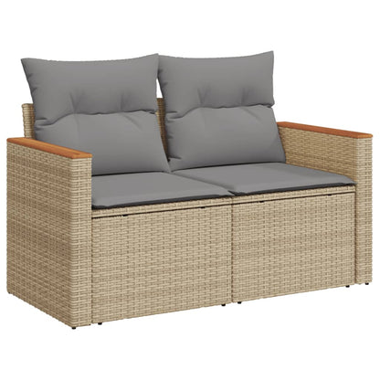9-Delige Loungeset Met Kussens Poly Rattan Gemengd Beige