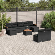 Loungeset 10-delig poly rattan zwart