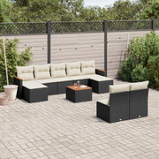 Loungeset 10-delig poly rattan zwart