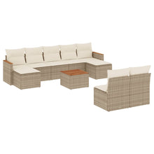 10-Delige Loungeset Met Kussens Poly Rattan Beige