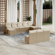 Loungeset 10-delig poly rattan beige