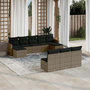 Loungeset 10-delig poly rattan grijs