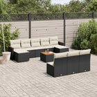 11-Delige Loungeset Met Kussens Poly Rattan Zwart