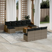 Loungeset 11-delig poly rattan grijs