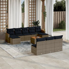 11-piece garden lounge set with cushions, grey poly rattan
