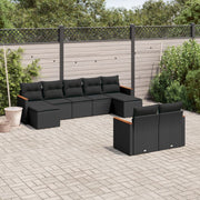 Loungeset 9-delig poly rattan zwart