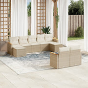 Loungeset poly rattan 9-delig beige