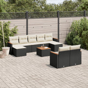 Loungeset 10-delig poly rattan zwart