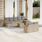 10-Delige Loungeset Met Kussens Poly Rattan Gemengd Beige