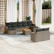 Loungeset 10-delig poly rattan grijs