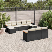 Loungeset 10-delig poly rattan zwart