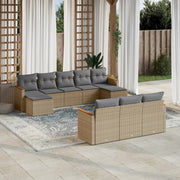 Loungeset 10-delig poly rattan gemengd beige