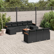 Loungeset 11-delig poly rattan zwart