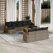 Loungeset 11-delig poly rattan grijs