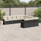 11-Delige Loungeset Met Kussens Poly Rattan Zwart