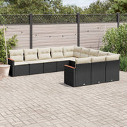 Loungeset 11-delig poly rattan zwart