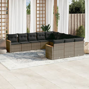 Loungeset 11-delig poly rattan grijs