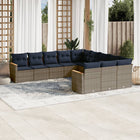 11-piece garden lounge set with cushions, grey poly rattan