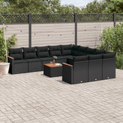 Loungeset poly rattan 12-delig zwart