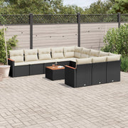 Loungeset 12-delig poly rattan zwart