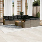 12-piece lounge set with cushions poly rattan grey