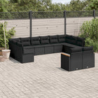 12-piece lounge set with cushions poly rattan black