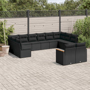 Loungeset 12-delig poly rattan zwart