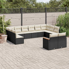 12-piece lounge set with cushions poly rattan black