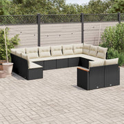 Loungeset 12-delig poly rattan zwart