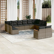 Loungeset 12-delig poly rattan grijs