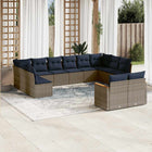 12-piece garden lounge set with cushions, grey poly rattan