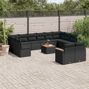 Loungeset 13-delig poly rattan zwart