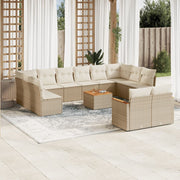 Loungeset 13-delig poly rattan beige