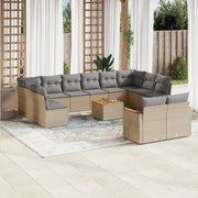 Loungeset 13-delig poly rattan gemengd beige