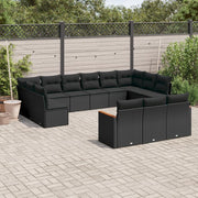 Loungeset 13-delig poly rattan zwart
