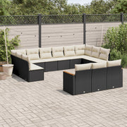 Loungeset 13-delig poly rattan zwart