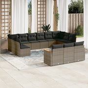 Loungeset 13-delig poly rattan grijs