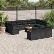 Loungeset 14-delig poly rattan zwart