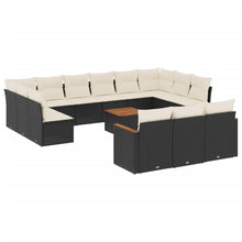 14-Delige Loungeset Met Kussens Poly Rattan Zwart