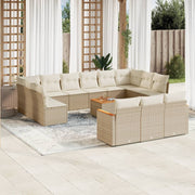 Loungeset 14-delig poly rattan beige